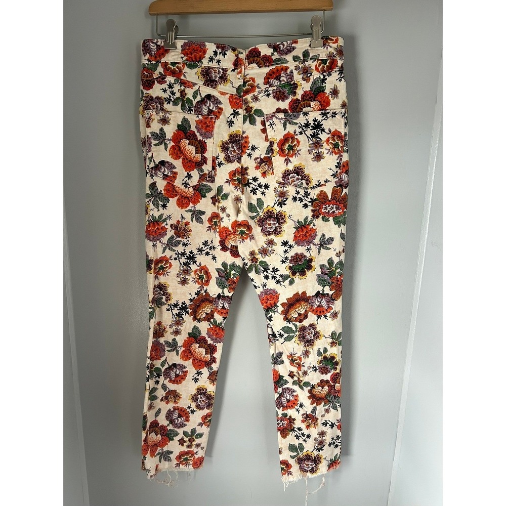 Anthropologie Pilcro Floral Tapestry High Rise Skinny Jeans Cream Multi Size 30